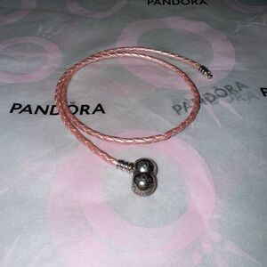 PANDORA Pink Woven Leather Bracelet/Necklace